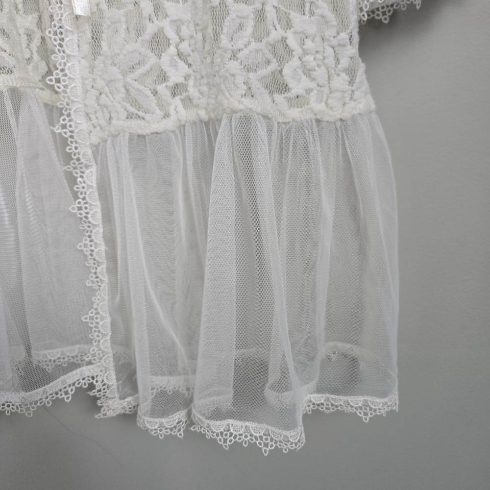 Patagon Womens Lace Ethereal Sheer Kimono Large Bell Sleeve Fairy Whimsical Boho - Picture 5 of 9